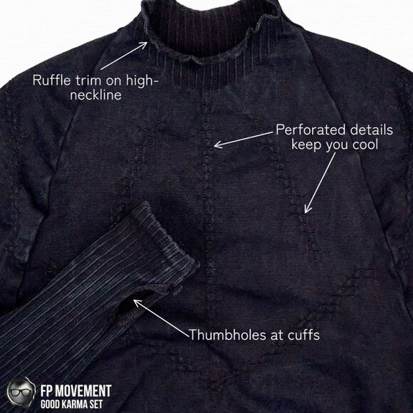 FP MOVEMENT GOOD KAMRA SET HIGH-NECK LAYER + RUNNING SHORTS IN WASHED BLACK XS/S - Picture 6 of 15